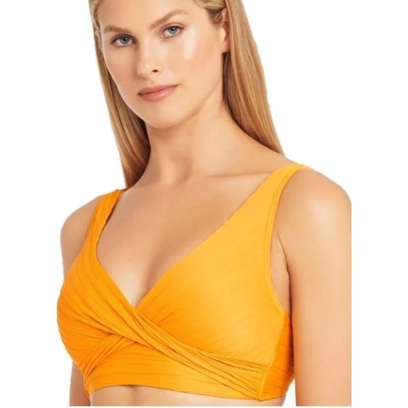 Sea Level Women's Casablanca Cross Front Multi Fit Bikini Top Size 12 Orange NWT - Picture 5 of 7